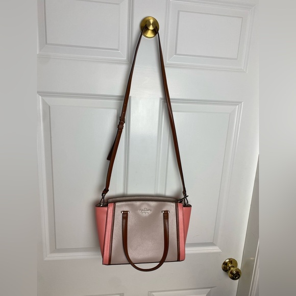 Kate Spade Geraldine Pink and Tan Leather Satchel Bag - Picture 8 of 8